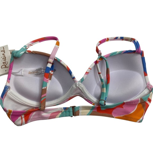 Raisins Moonshadow Printed Underwire Bikini Top White Abstract Leaf XS New - Picture 6 of 7